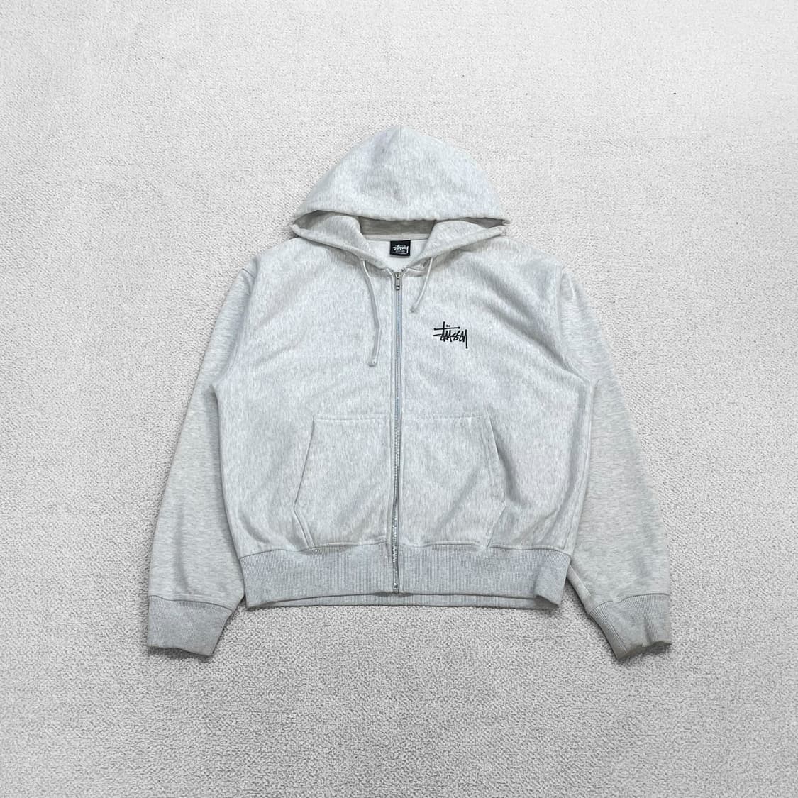 스투시 Stussy 베이직 로고 후드집업 에쉬해더 그레이 상품이미지1