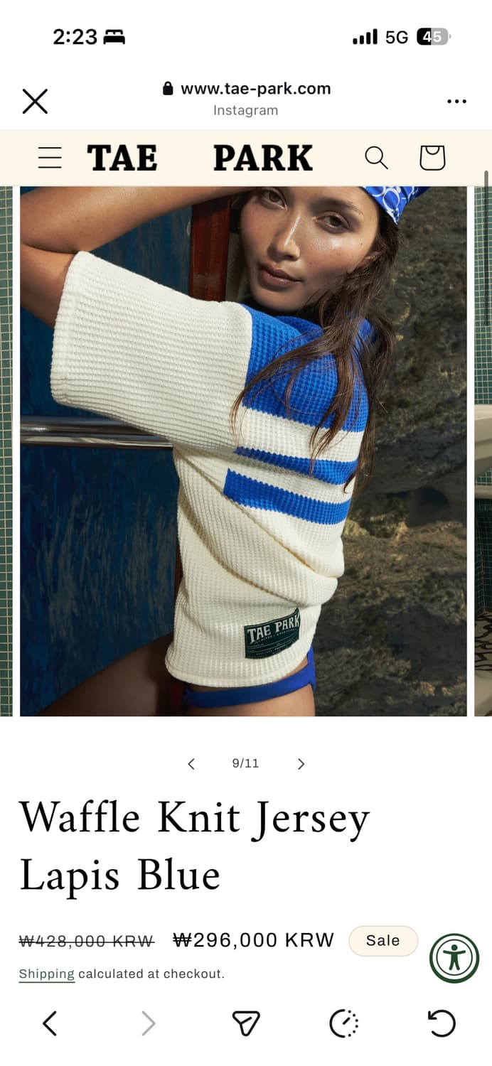 TAE PARK 와플 니트 저지 라피스 블루 상품이미지5