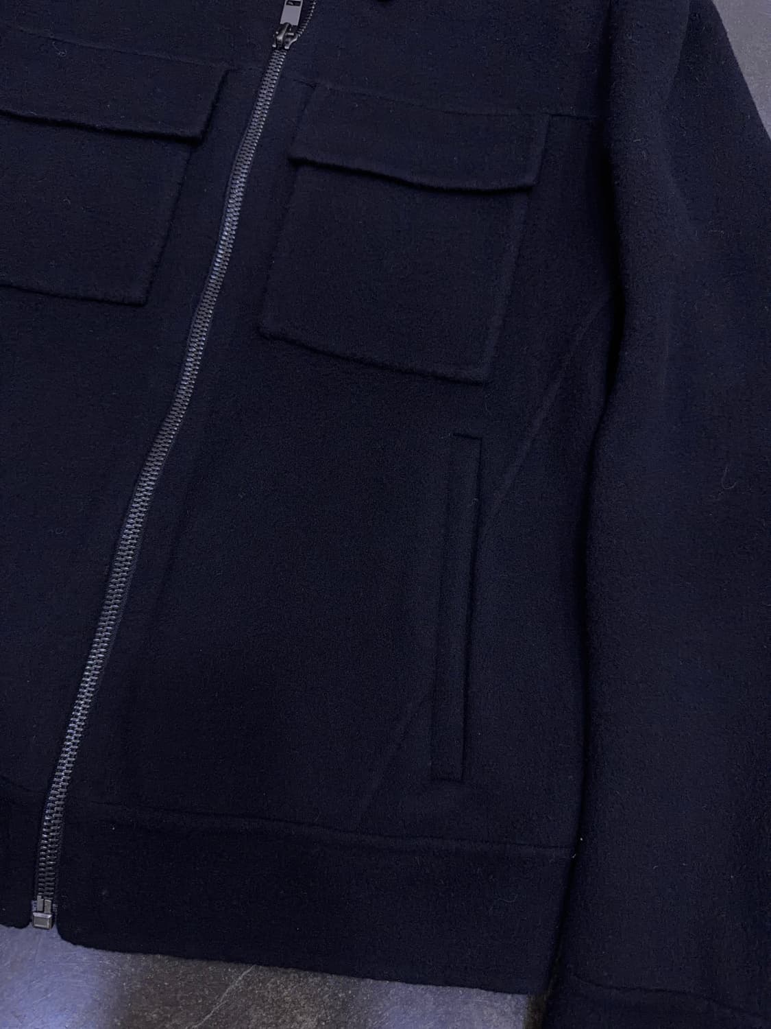 시스템옴므 캐시미어 울 블렌디드 포켓 블루종 자켓 블랙 95 상품이미지5