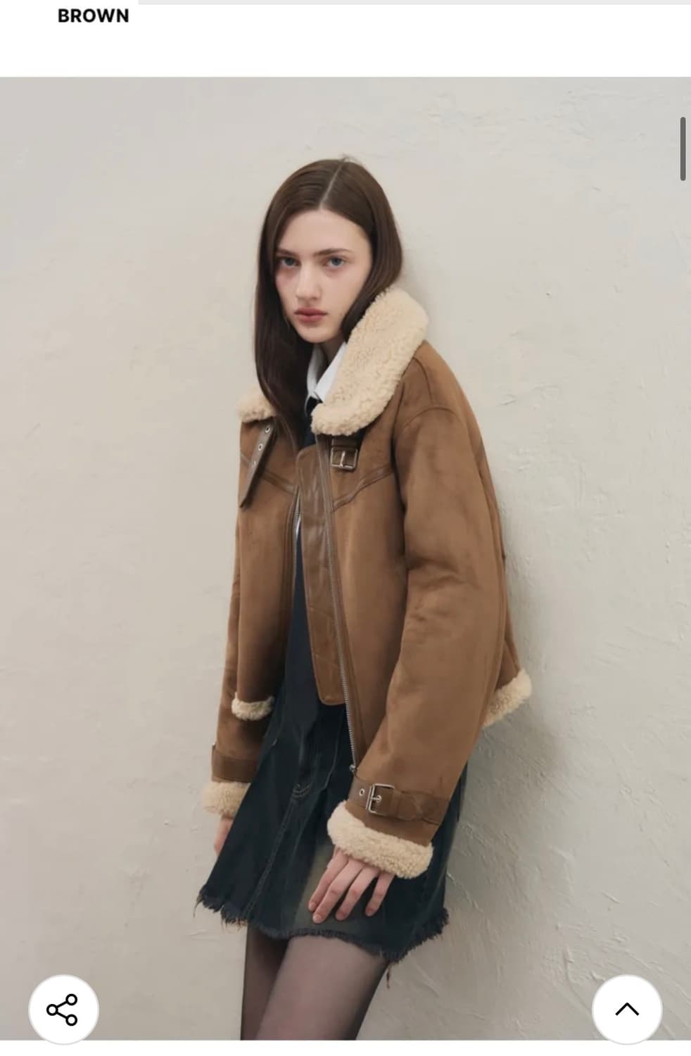 레더리 오블리크 스웨이드 무스탕 자켓 [BROWN] 판매 상품이미지5