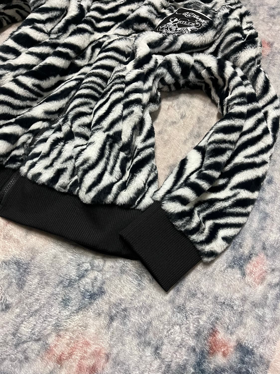 Ed hardy oversize zebra fur hood jacket  상품이미지7