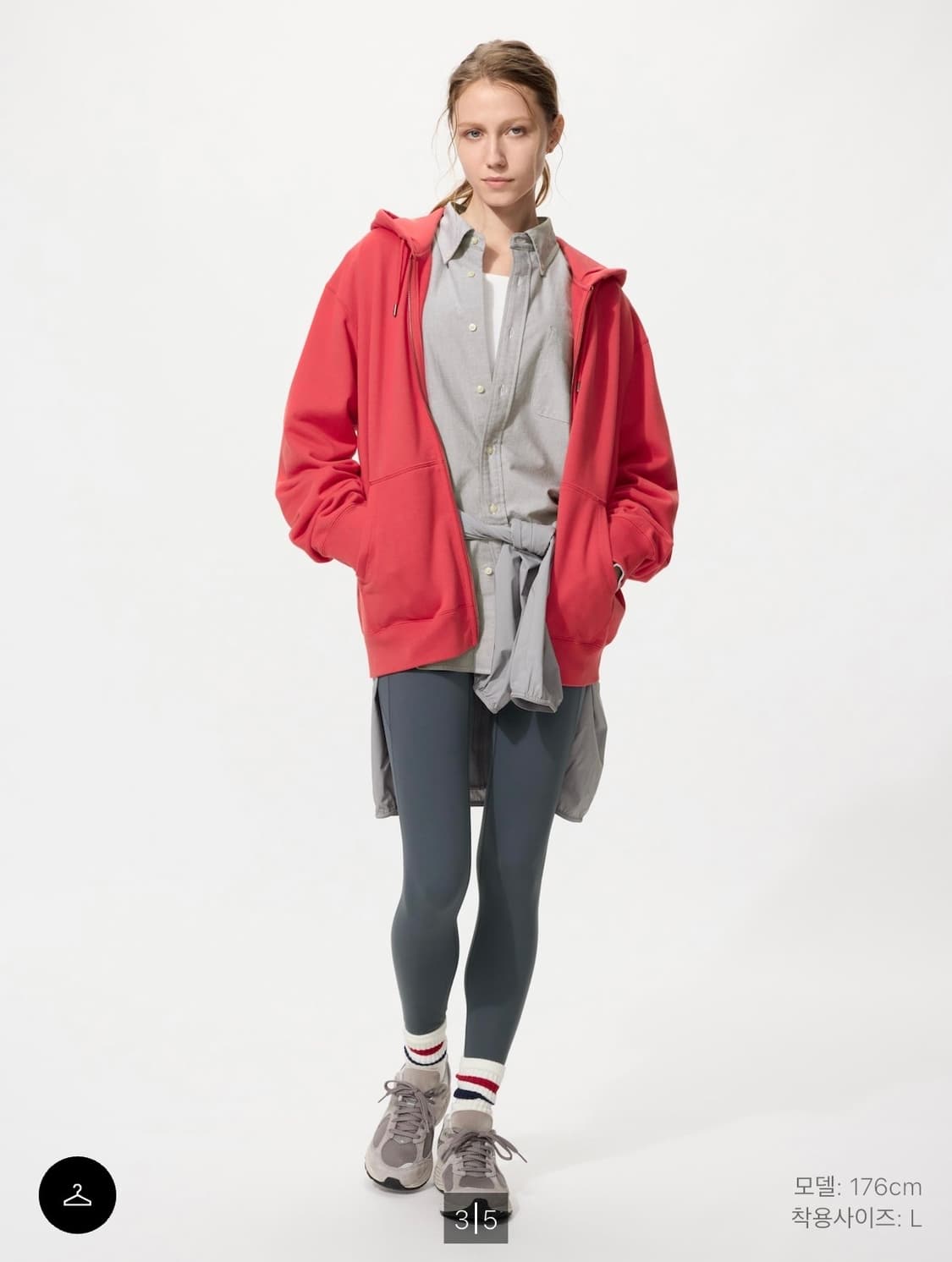 유니클로 스웨트풀집파카 후드집업 레드 판매 상품이미지3