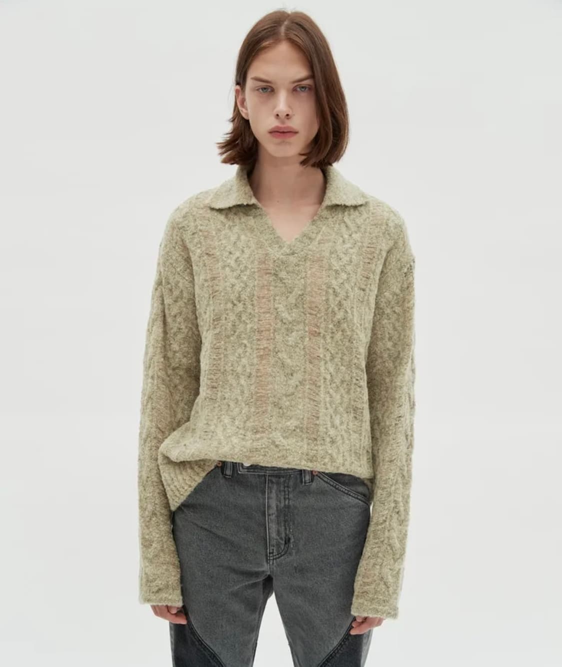 앤더슨벨 콜린 데미지 니트 상품이미지1