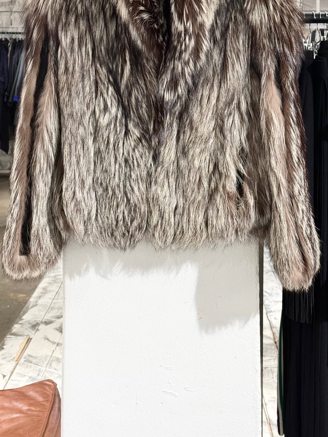 빈티지 실버 브라운 믹스 롱헤어 퍼 자켓 상품이미지5