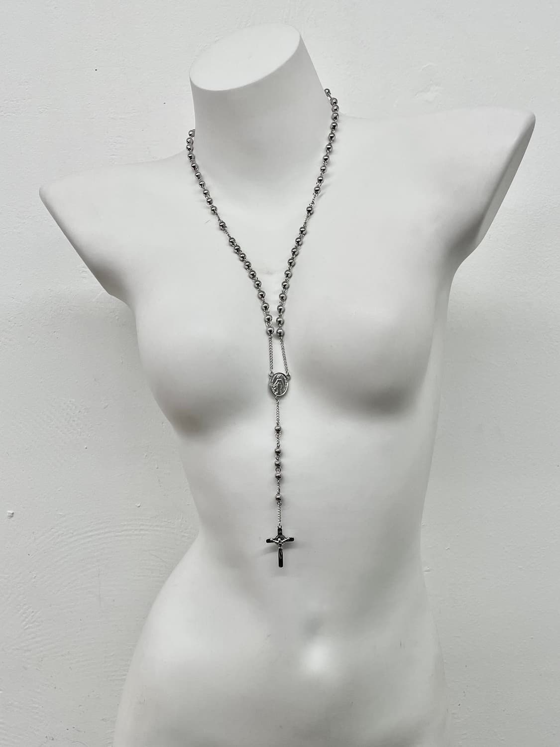 실버 볼 로자리오 네크리스 상품이미지1