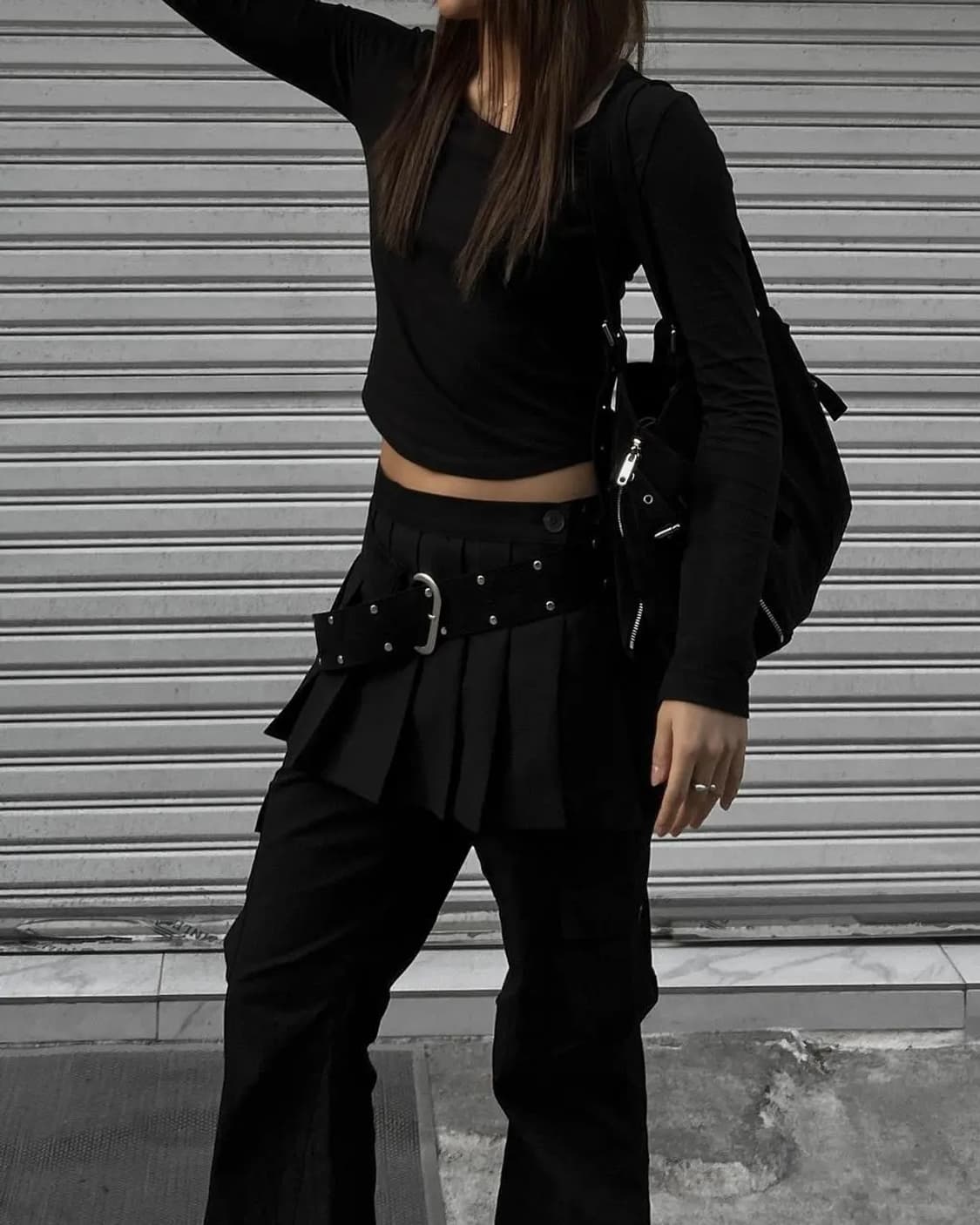 블랙업 레이어드 플리츠스커트 상품이미지3