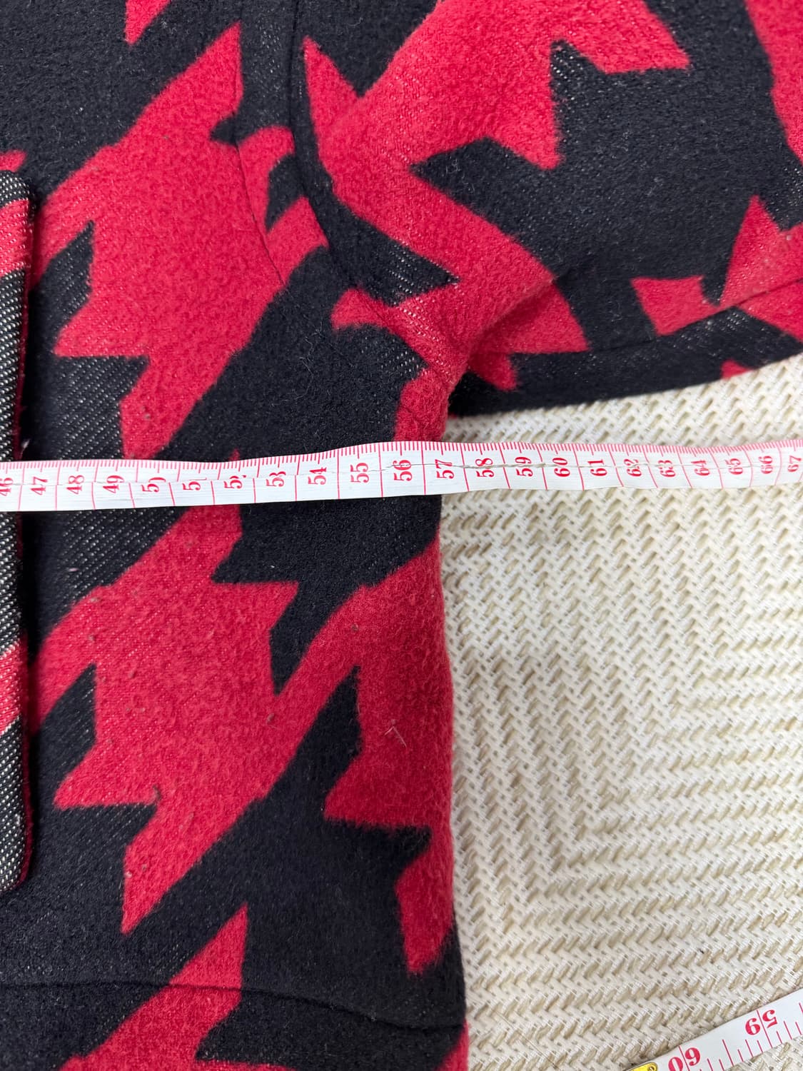 정품) COACH 코치 레드 블랙 하운드투스 체크 코트 M 상품이미지9