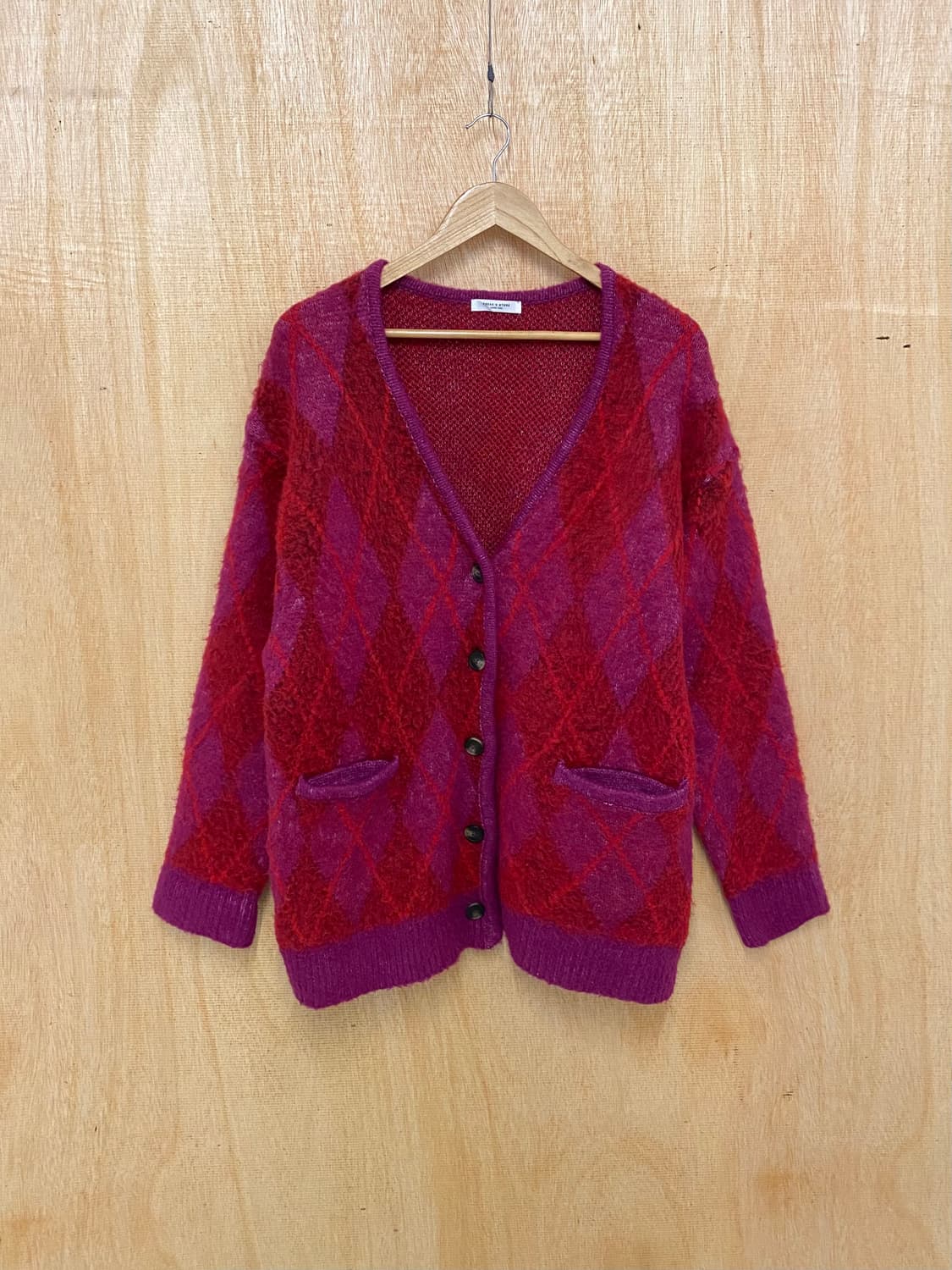 FREAK'S STORE argyle cardigan 헤어리 니트 가디건 상품이미지4