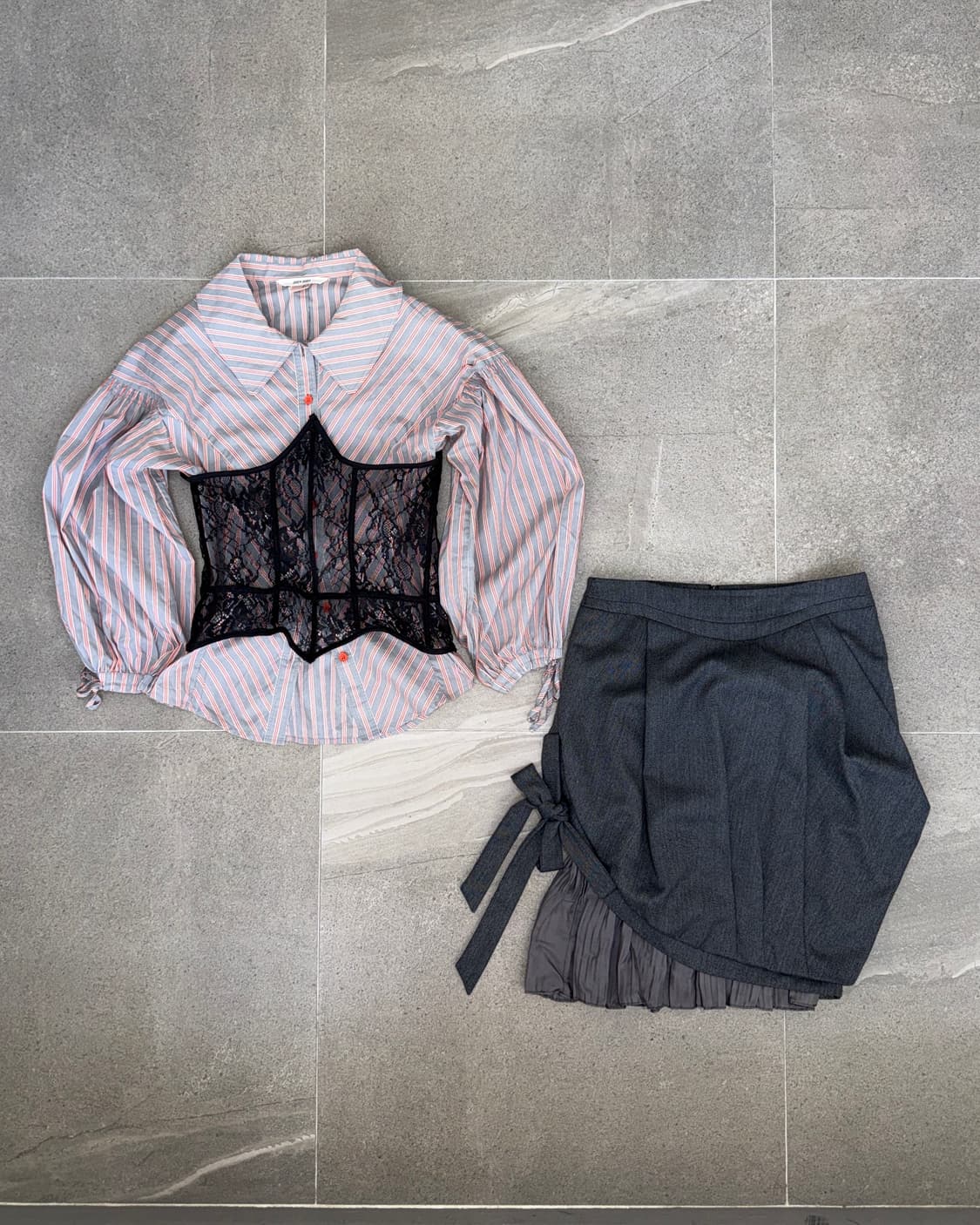 Black orinetal floral lace corset  상품이미지1