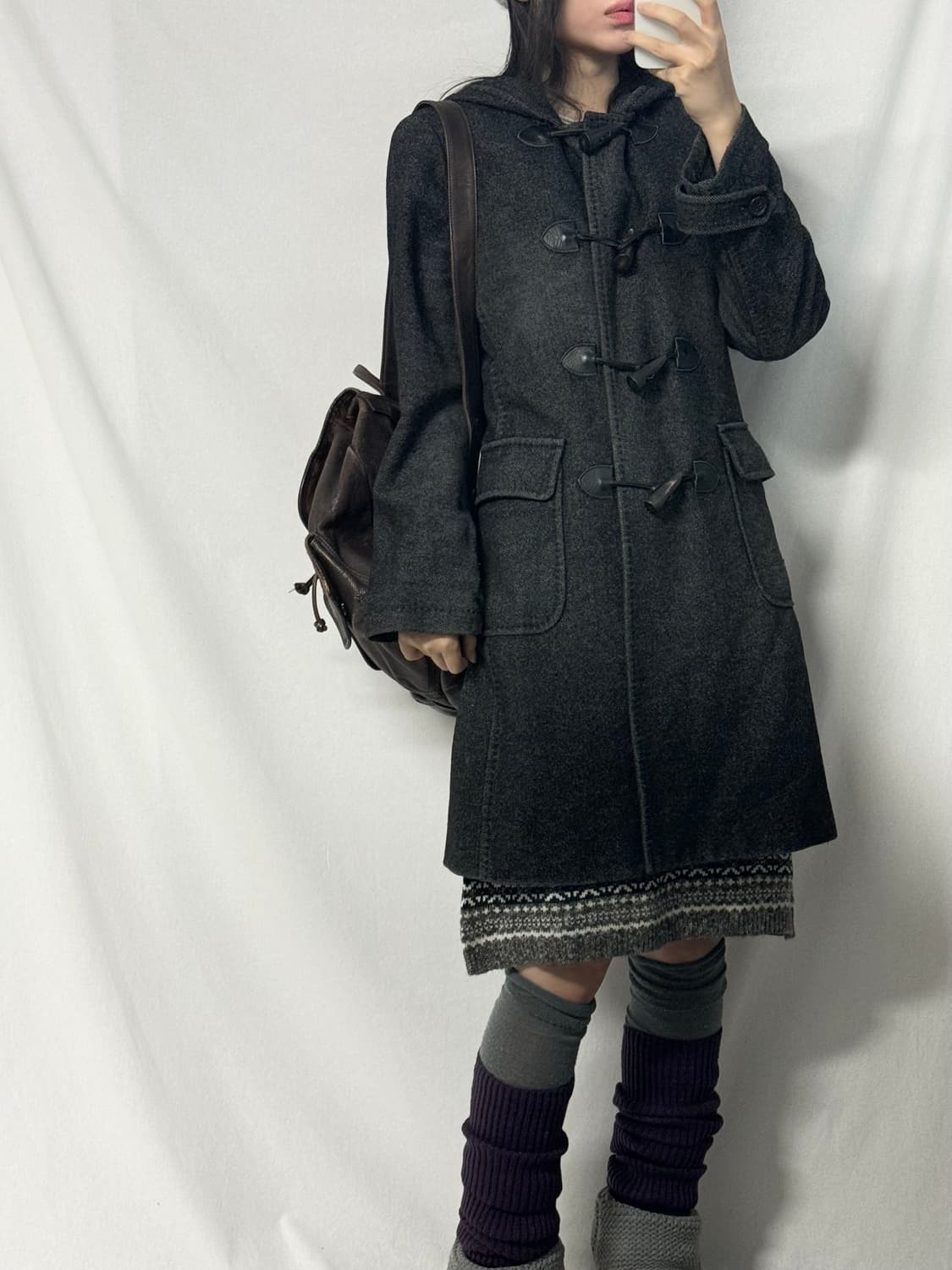 워시드 롱 더플 코트  상품이미지2