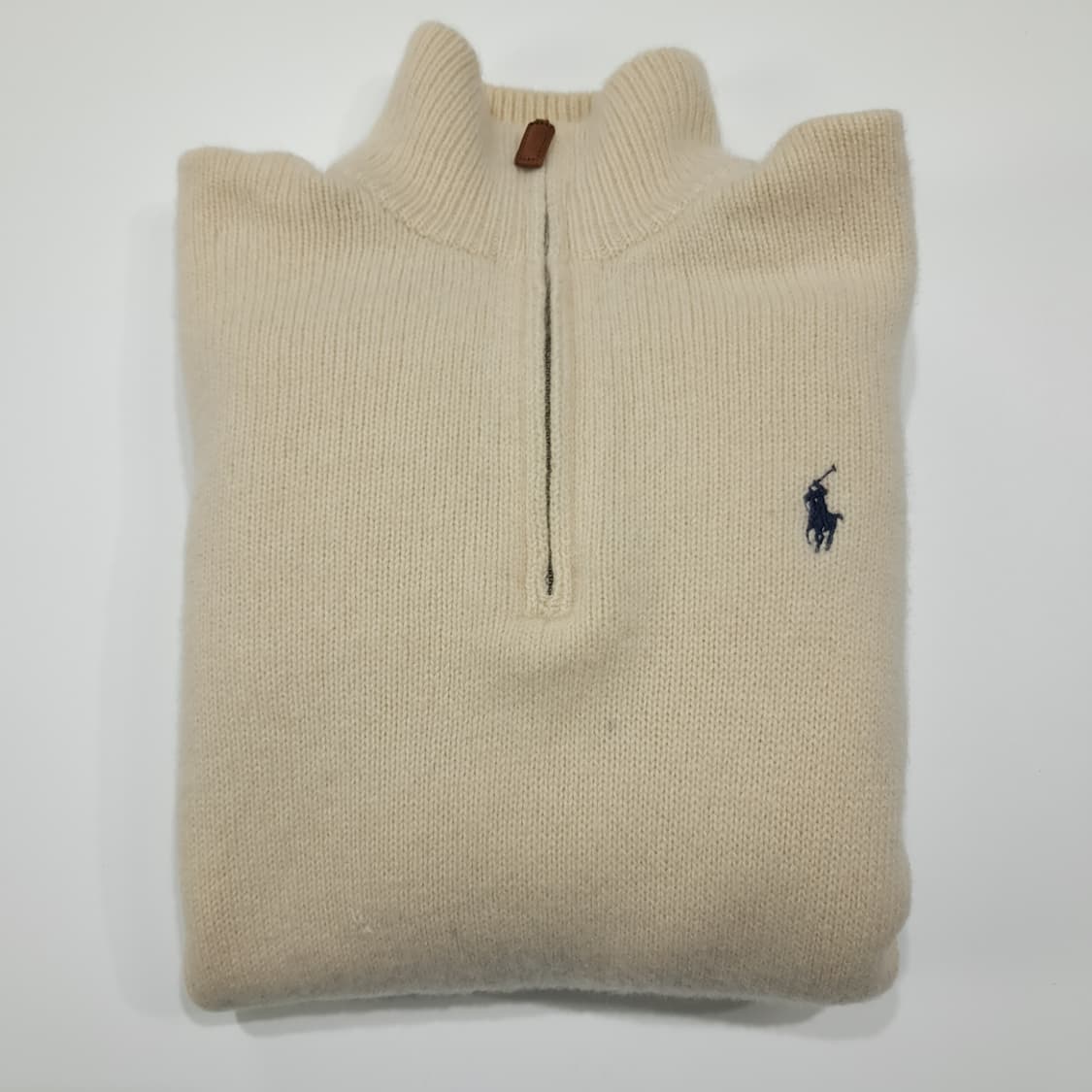 CL560 S 폴로 00s 램스울 가죽풀러 크림 하프집업 니트 스웨터 상품이미지9