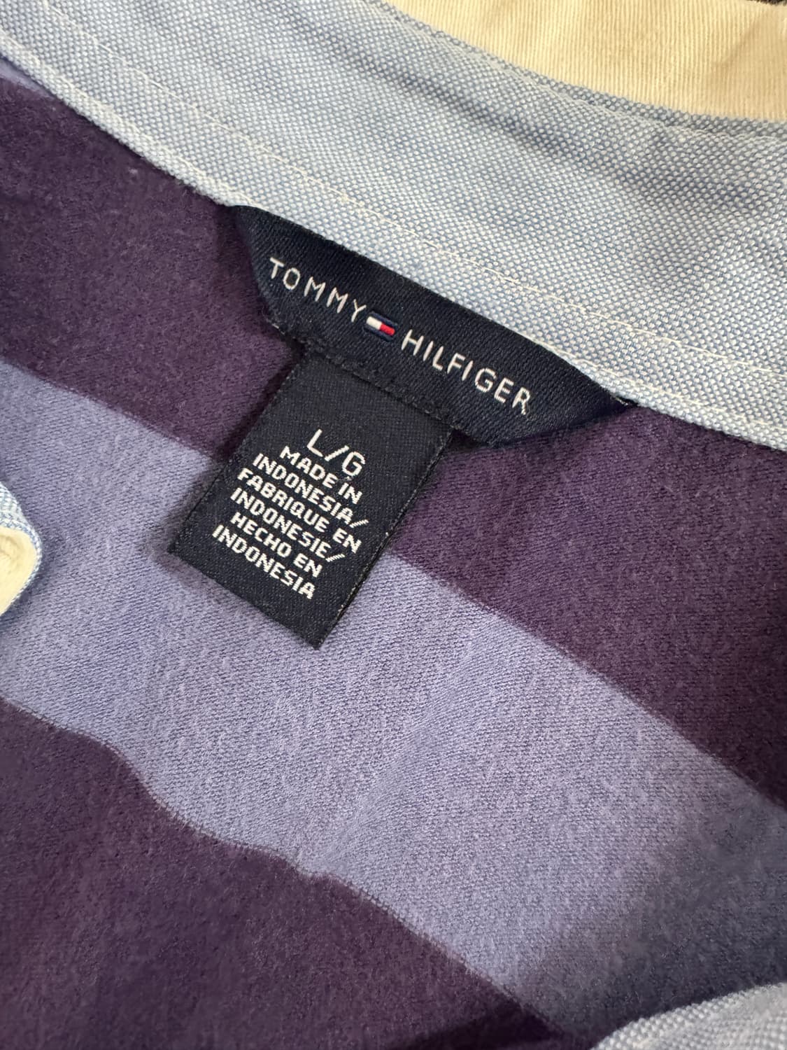 여성 타미힐피거 스트라이프 럭비 긴팔 카라티 M 상품이미지3