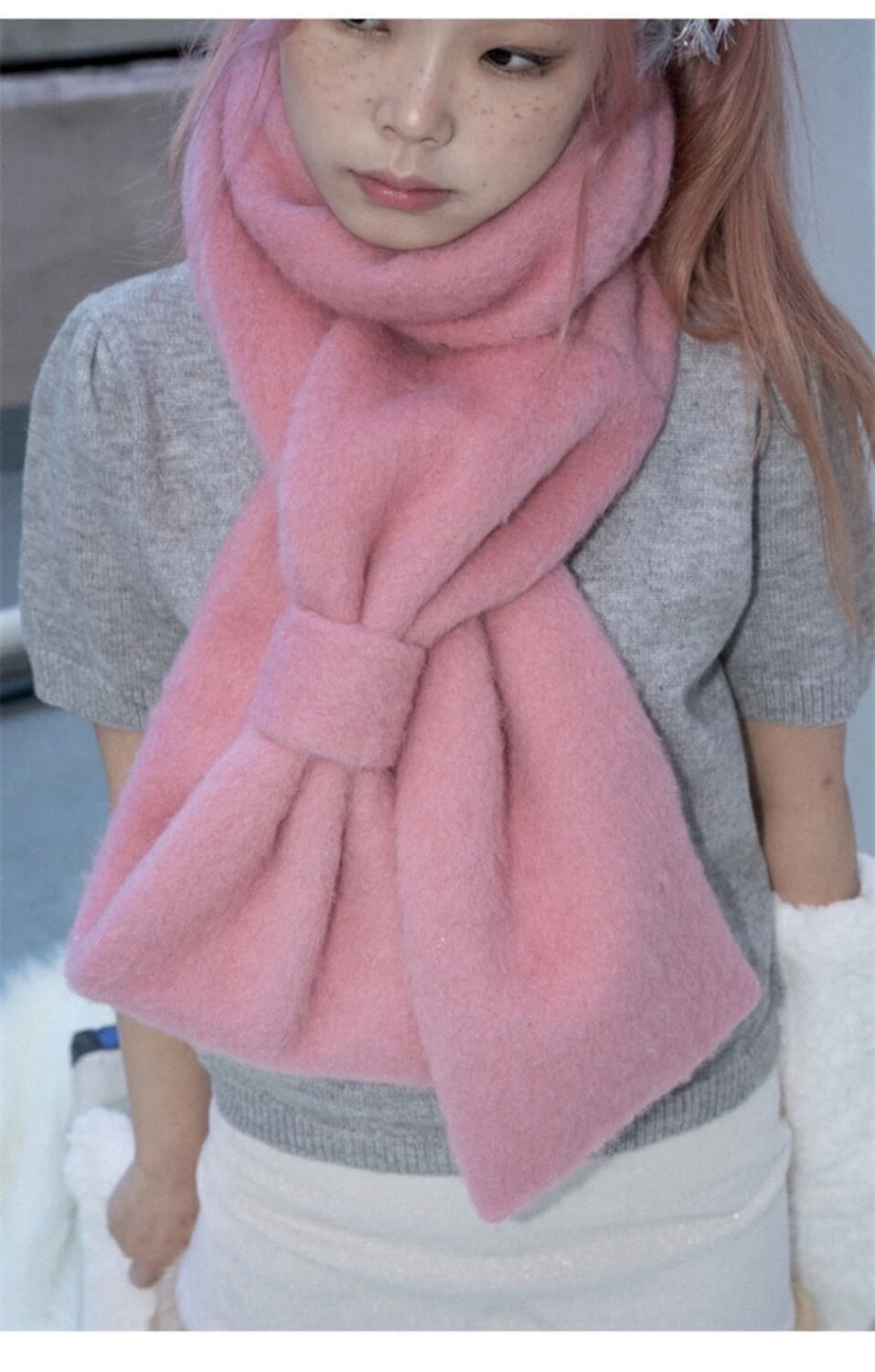 핀쿠노마루 ribbon muffler_fairy redpink 새상품 상품이미지3