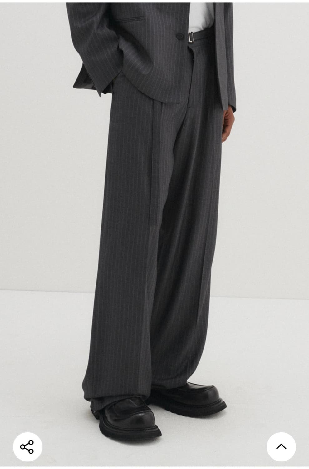 DNSR - 벨티드 스트라이프 슬랙스 - XL - CHARCOAL 상품이미지1