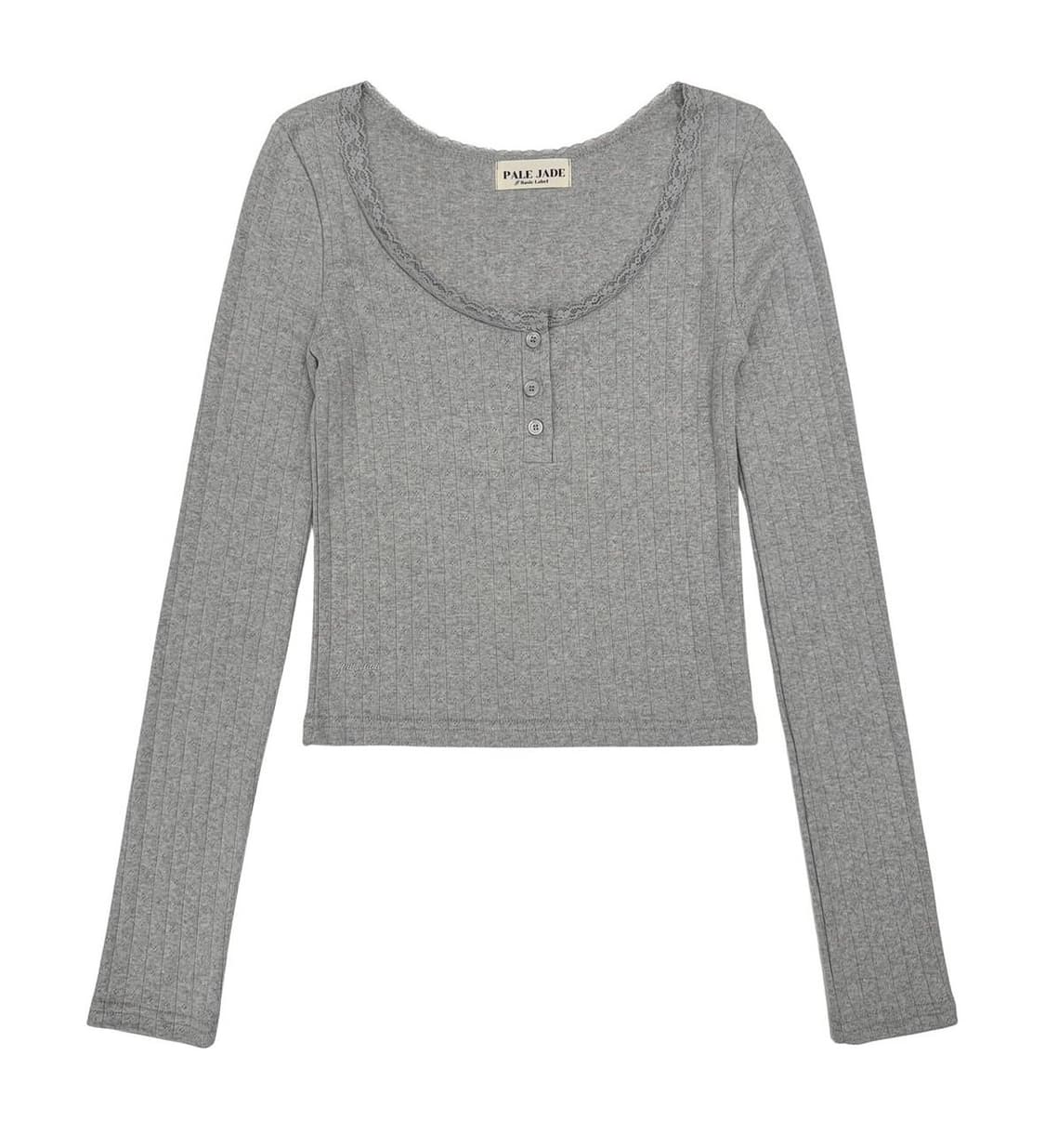 페일제이드 릴리 펀칭 버튼티 그레이 상품이미지1