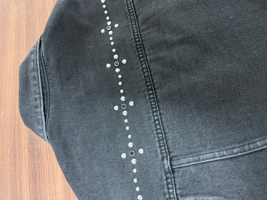 OY stud denim trucker jacket -BLACK 상품이미지6