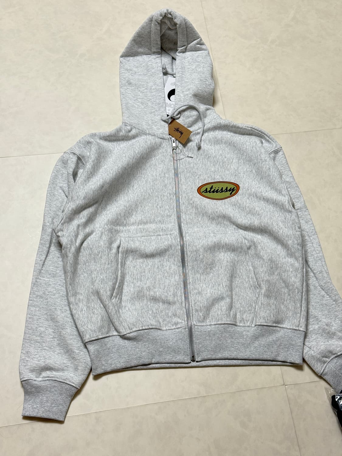 스투시 아워레가시 워크샵 오발 집 후디 애쉬 헤더 상품이미지1