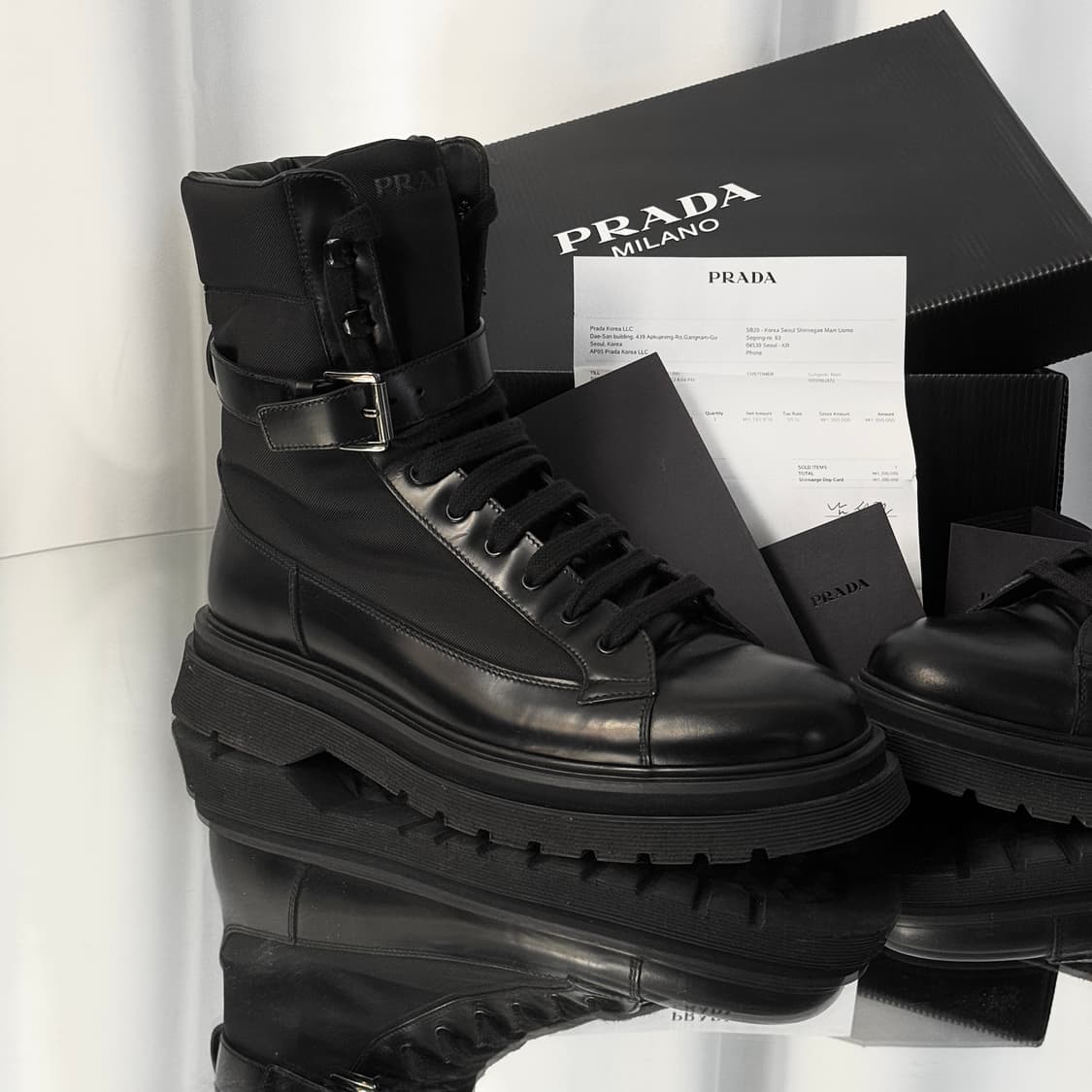 [정품] 프라다 리나일론 브러시드 컴뱃 부츠 8 270 상품이미지3
