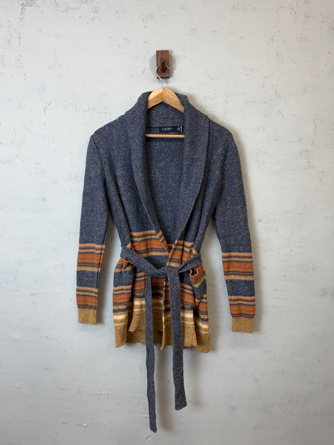 폴로랄프로렌 큐알라벨 스트라이프 벨트 린넨 코튼 가디건 상품이미지1