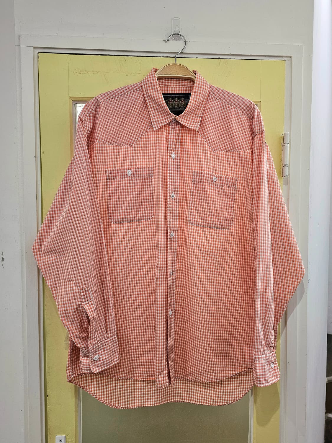 90's Ralph Lauren Chaps 보이스카웃라벨 오렌지 체크셔츠 상품이미지1