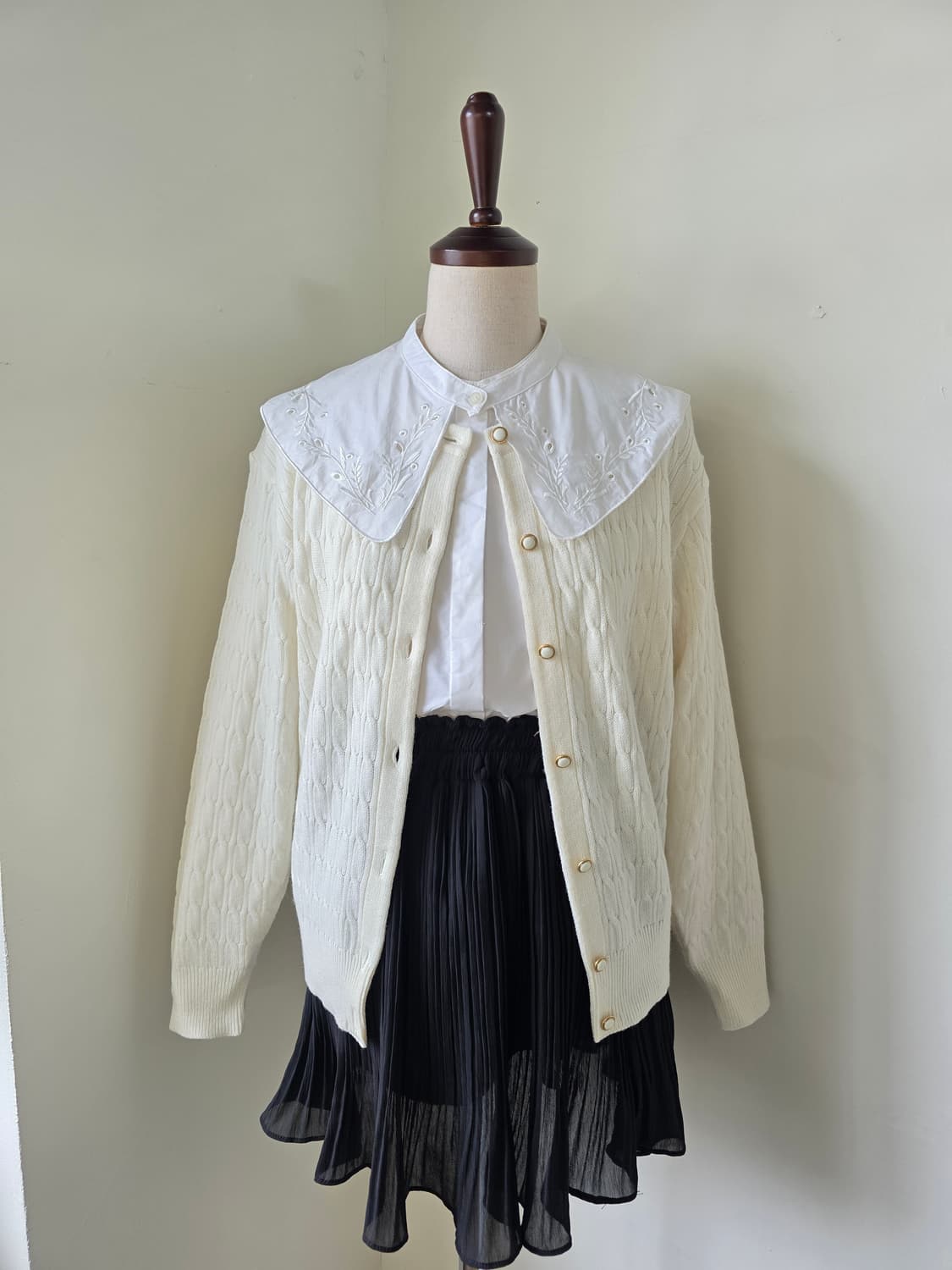 아이보리 케이블 울 니트 가디건 상품이미지1