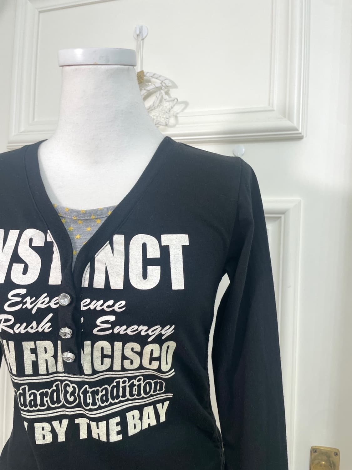 black y2k star printing long sleeve top 상품이미지7