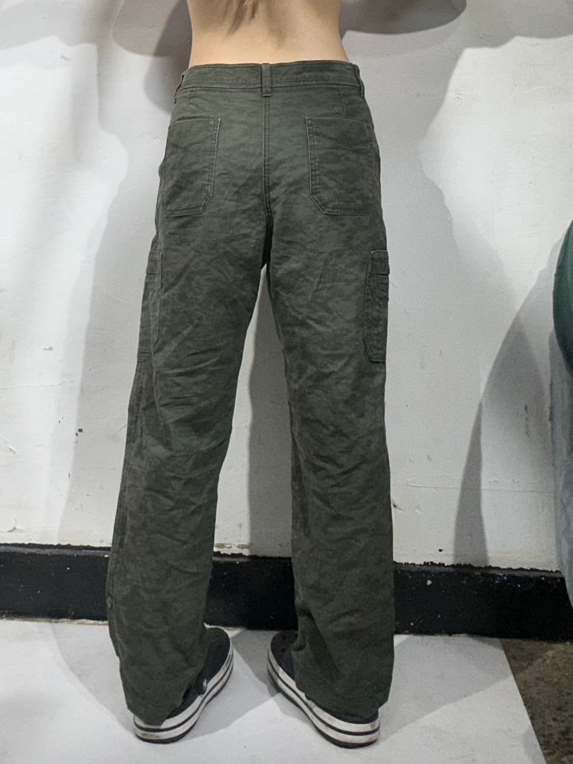 빈티지 카키 와이드 밀리터리 카모 카고 팬츠  상품이미지3