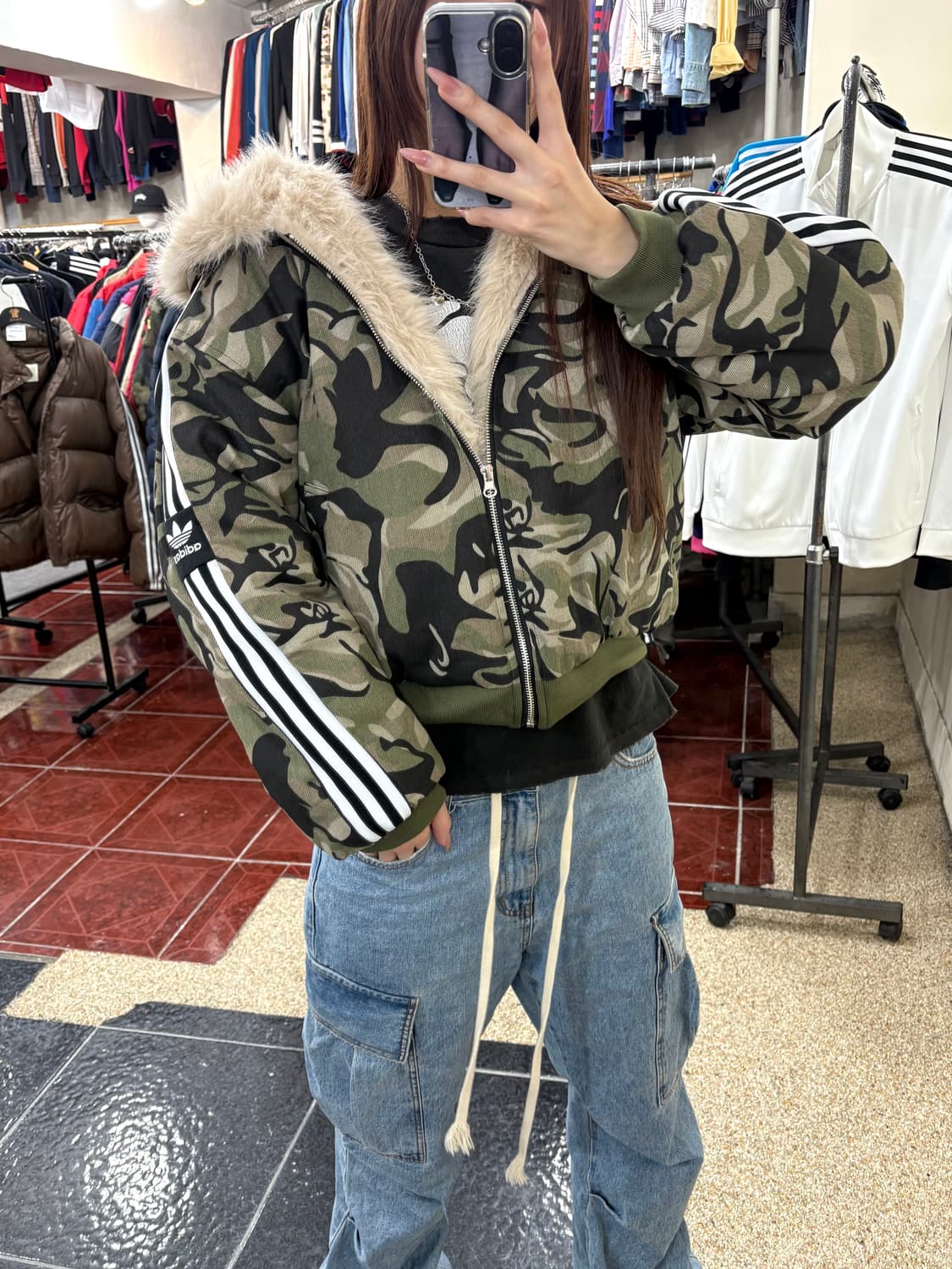 커스텀 카모 퍼 누빔패딩 상품이미지7