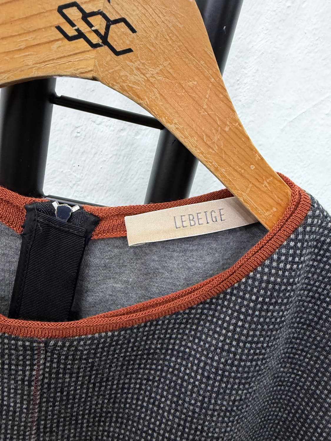 정품) 르베이지 체크 패턴 롱 니트 원피스 91 상품이미지7