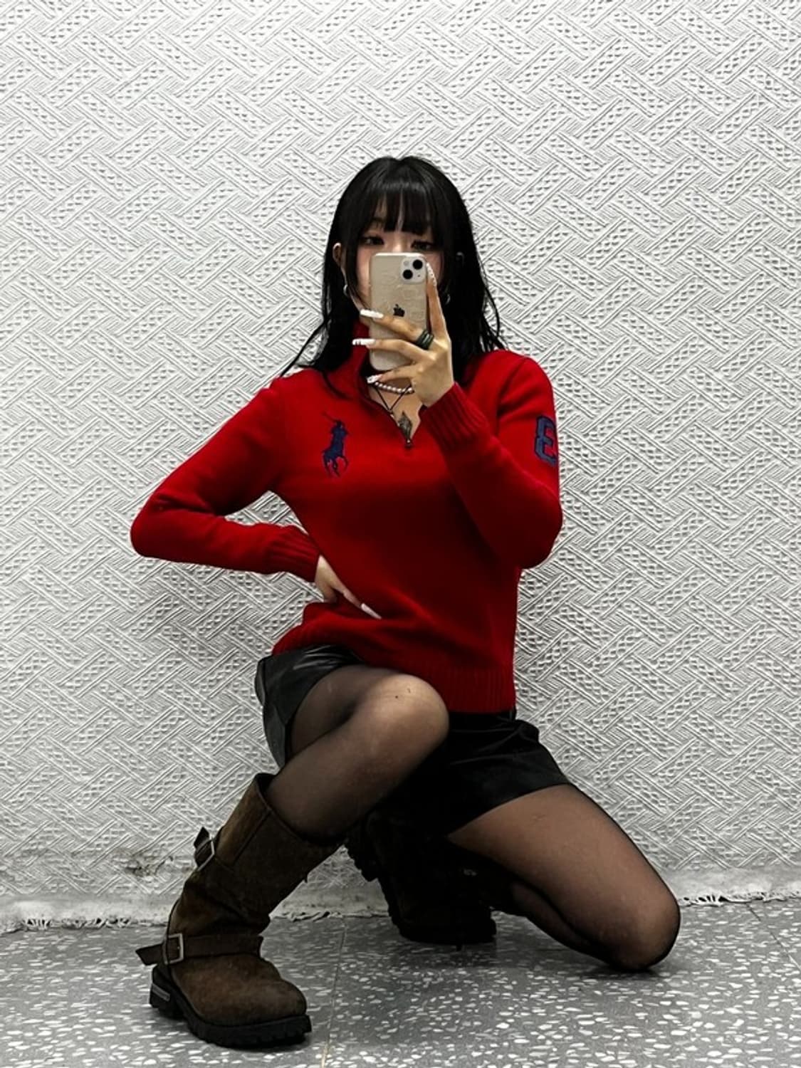 폴로 랄프로렌 빈티지 레트로 하이틴 반집업 니트 M C10876 상품이미지1