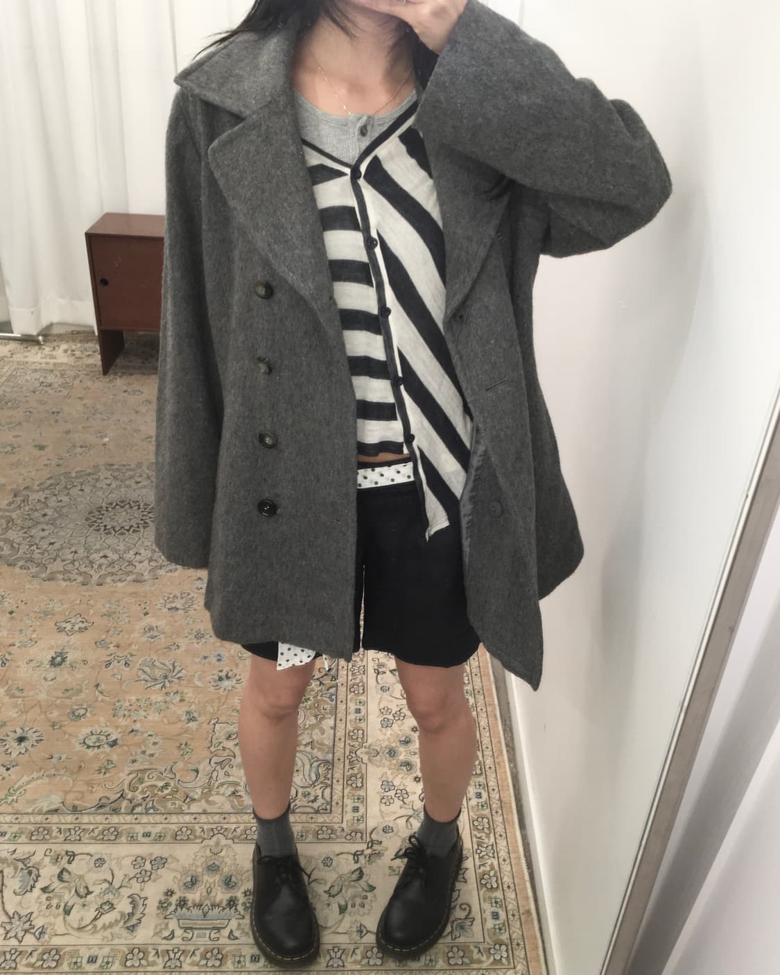 그레이 더블 숏코트 상품이미지4