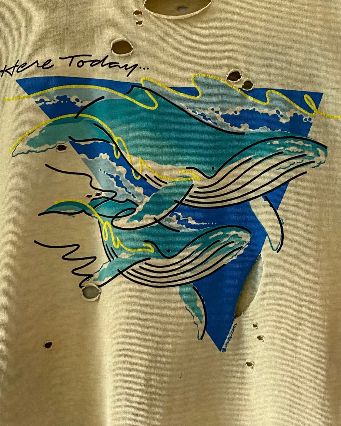 80-90s 빈티지 WHALE 디스트로이드 컷오프 슬리브리스 나시티 상품이미지4