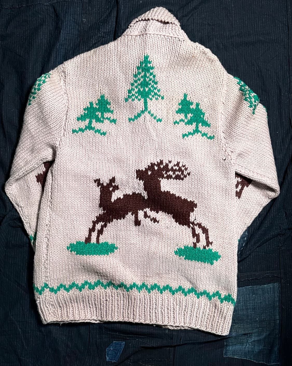 (60‘s 라이트닝 지퍼) 빈티지 사슴 패턴 코위찬 스웨터 105 상품이미지6