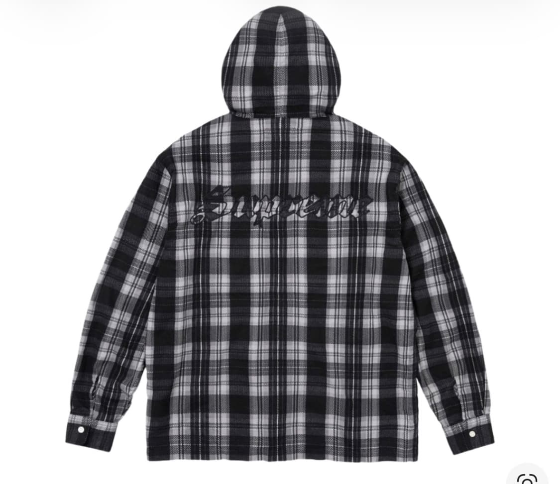 L) 슈프림 프린티드 후드 플란넬 셔츠 블랙 상품이미지2