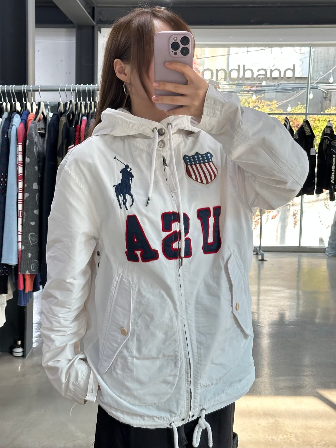 폴로 랄프로렌 USA 빅포니 코튼나일론 컴뱃자켓 화이트 상품이미지1