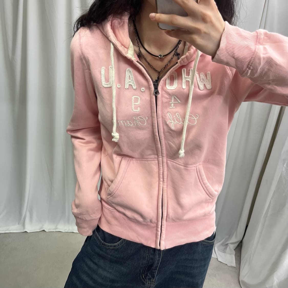 Who.A.U pink hood zip-up 상품이미지3