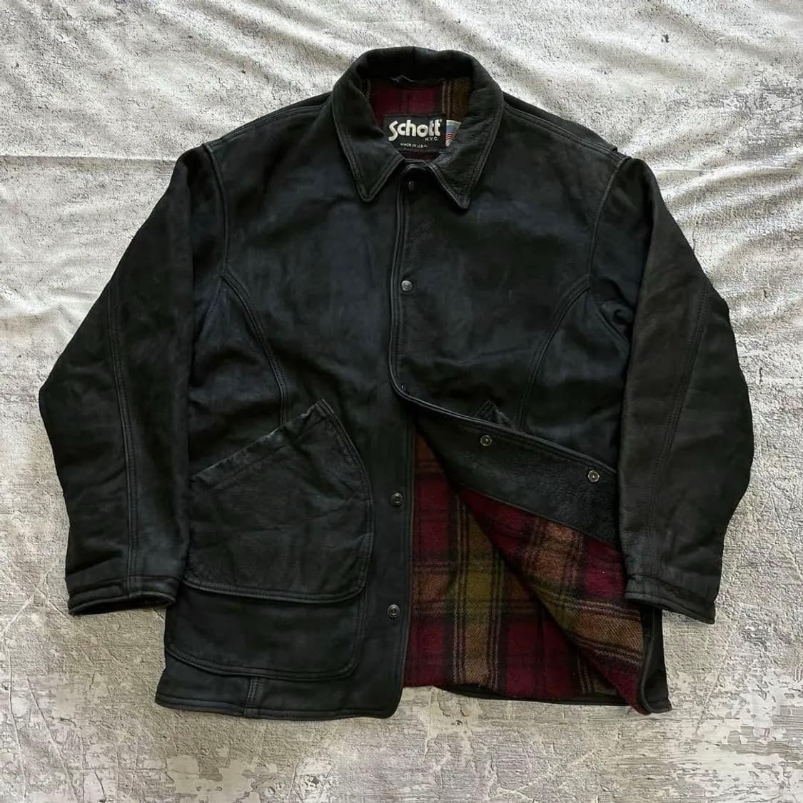 schott 쇼트 cowhide 반코트 피코트 자켓 상품이미지1