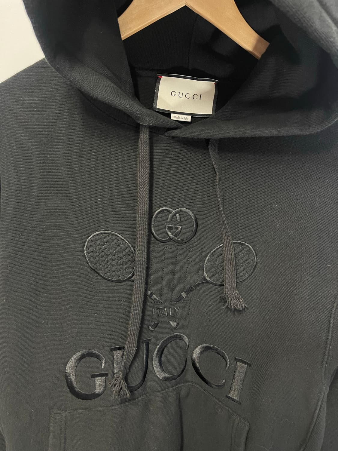 구찌 테니스 자수 후드티 블랙 S 상품이미지2