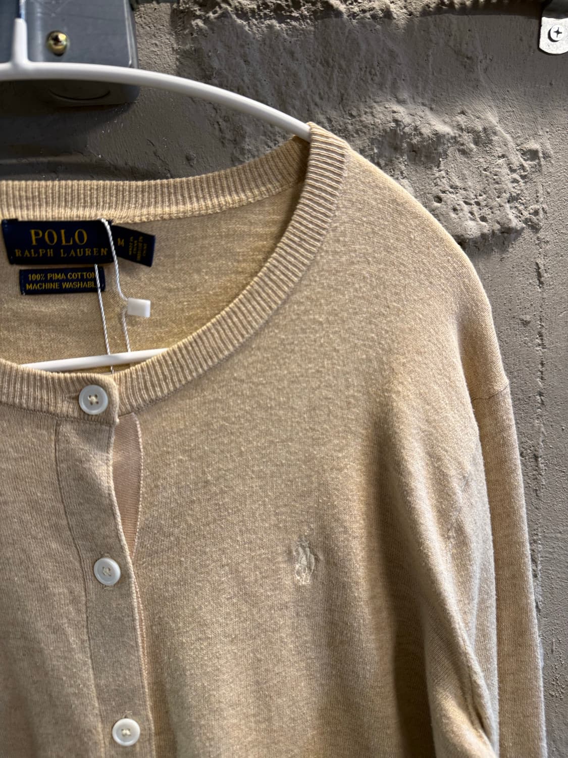 폴로 랄프로렌 피마코튼 라운드 가디건 베이지 M 상품이미지3