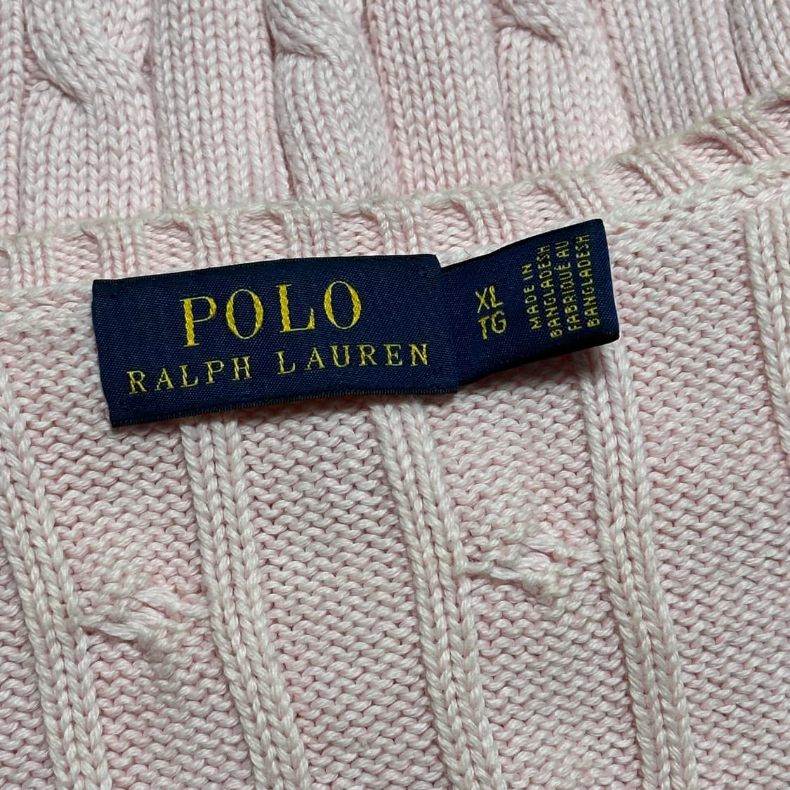 XL 폴로랄프로렌 여성용 핑크 브이넥 케이블 니트 상품이미지4