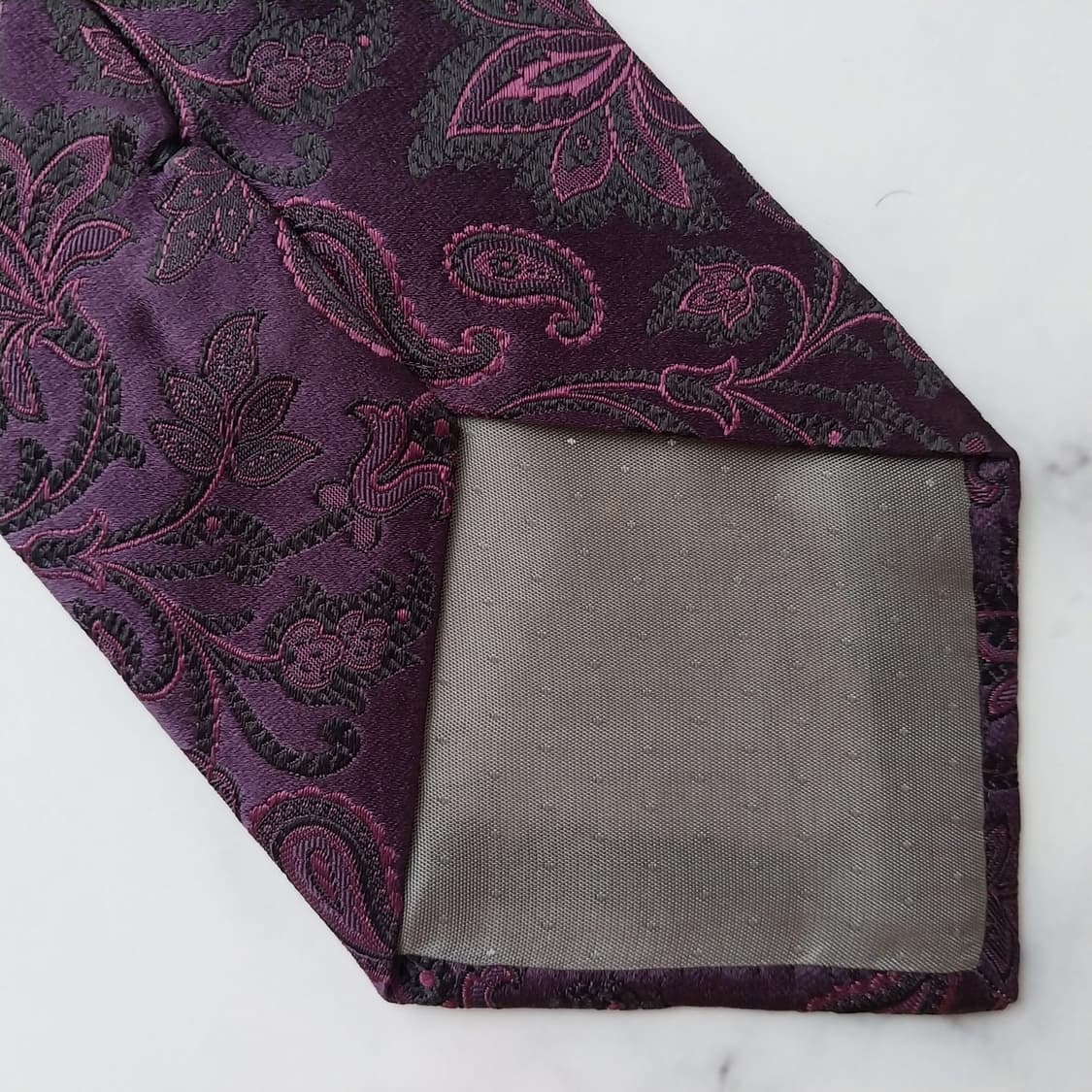 밀라숀 실크 퍼플 자카드 페이즐리 넥타이 9.5cm A+등급 K1679
 상품이미지9