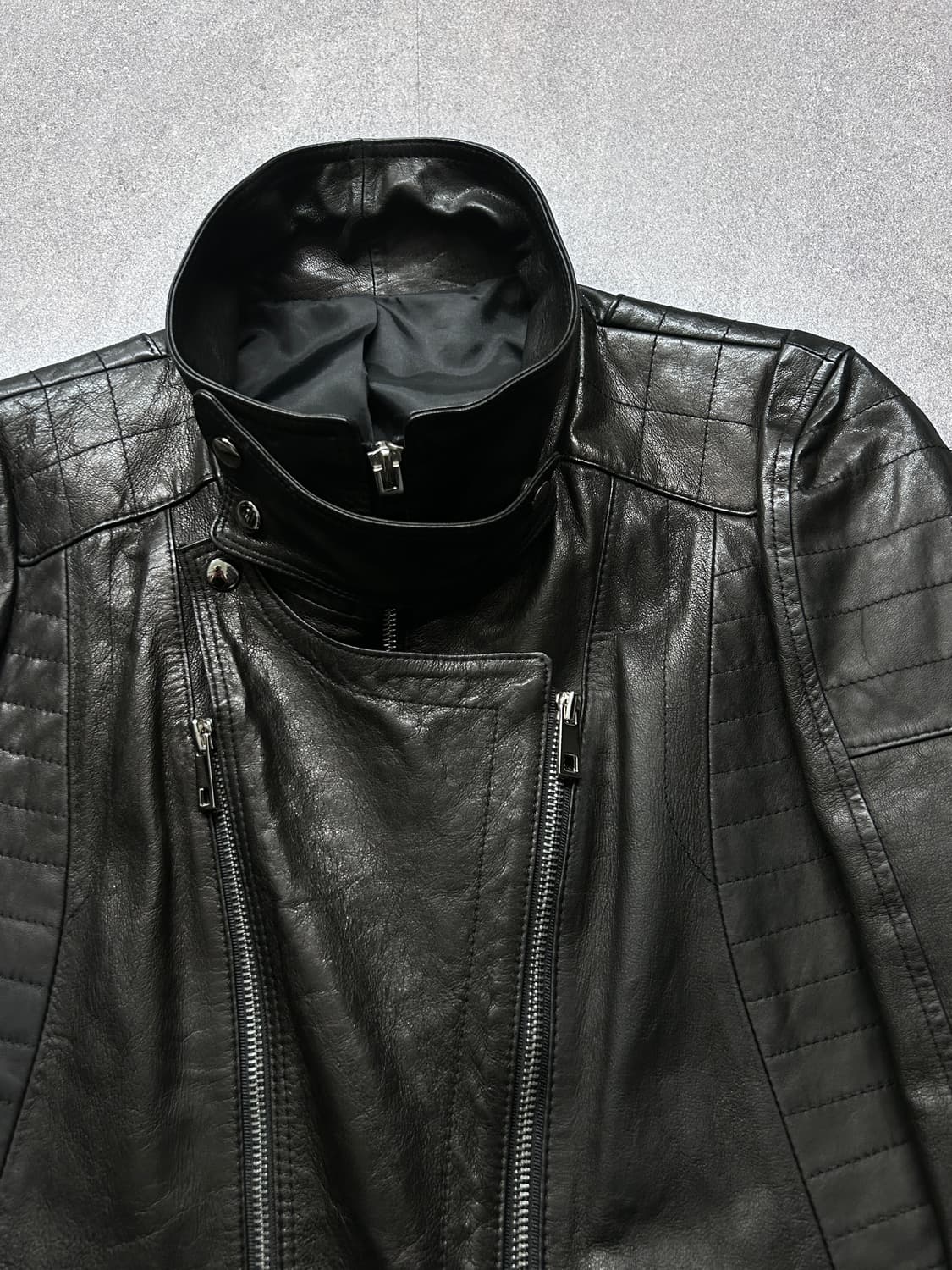 더블 지퍼 퀼팅 이탈리안 램스킨 자켓 상품이미지7