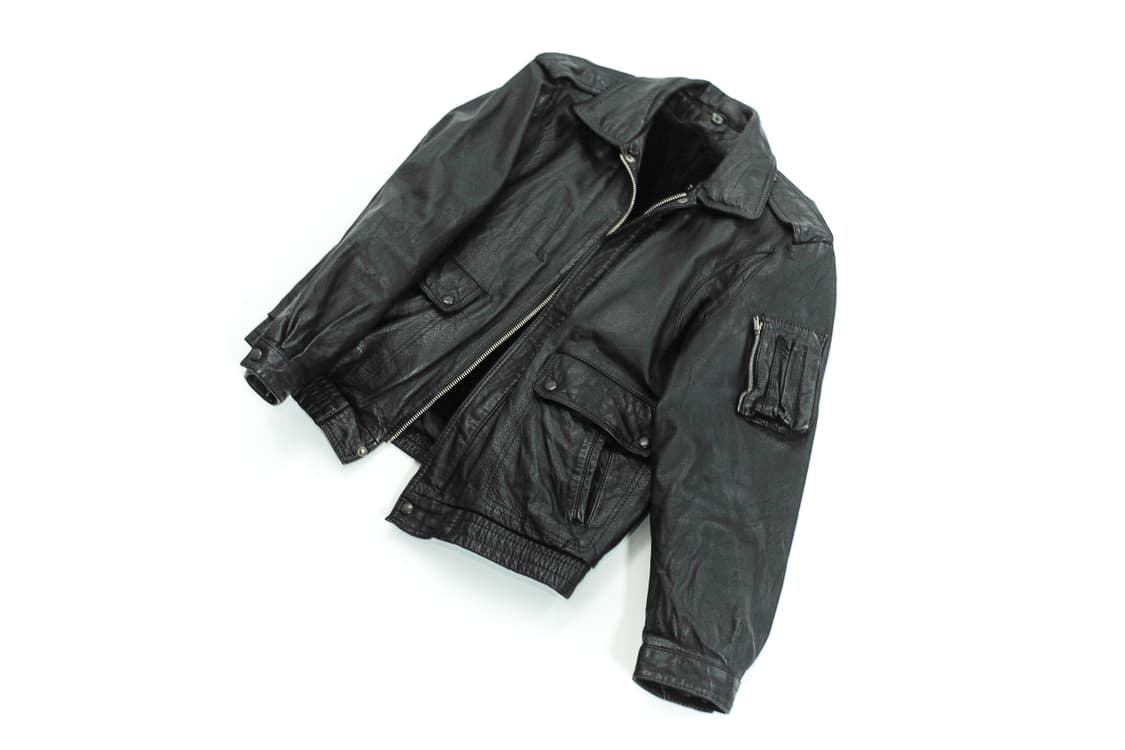 LEATHER BOMBER JACKET black 상품이미지6
