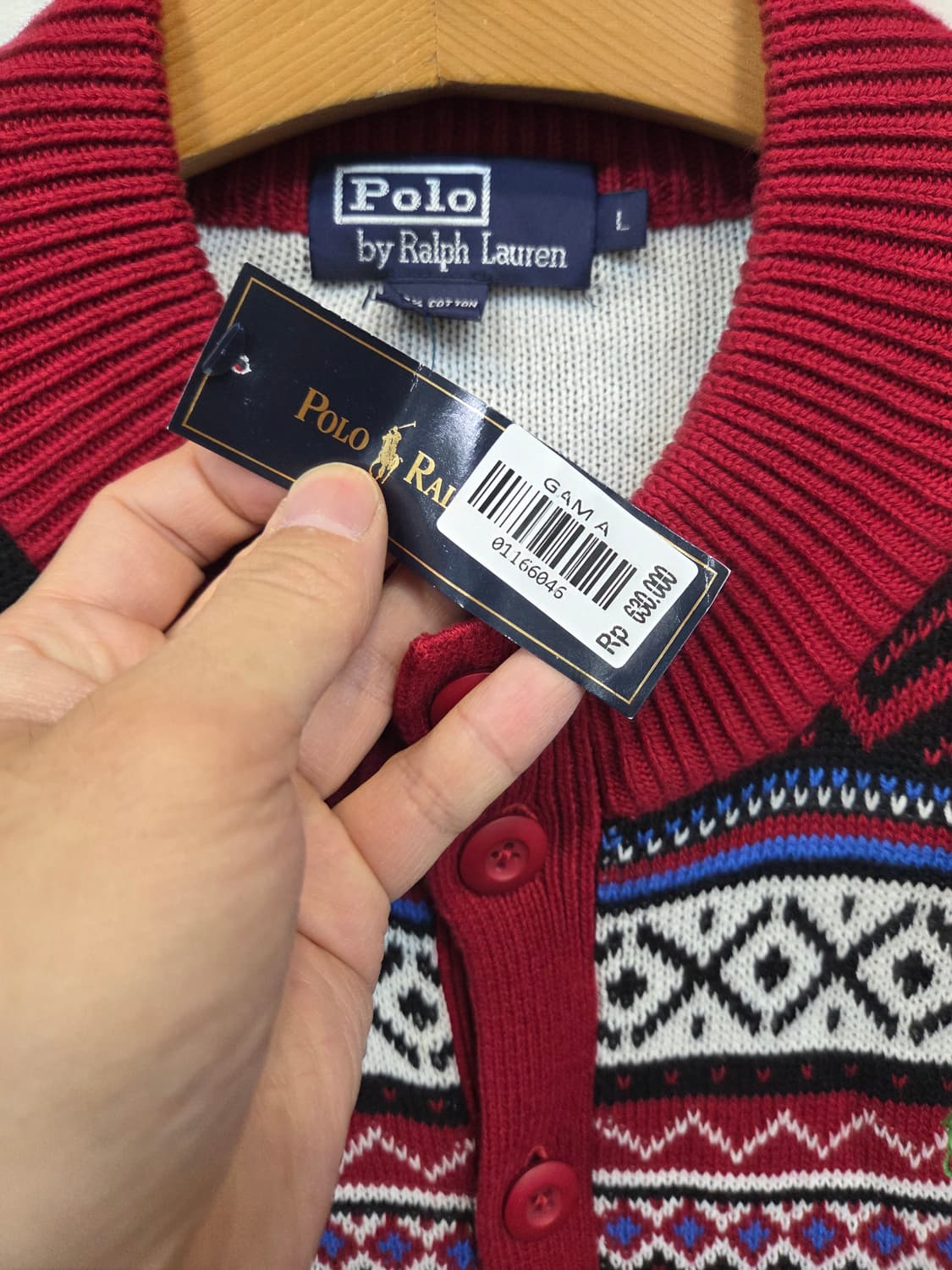 폴로랄프로렌 형광포니 인디언패턴 가디건 L 상품이미지5