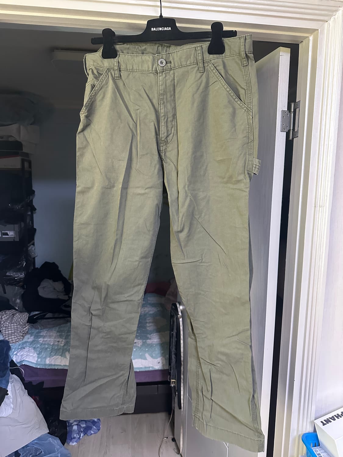 [L] 재팬 유니클로 싱글니 카펜터 팬츠 카키 상품이미지1