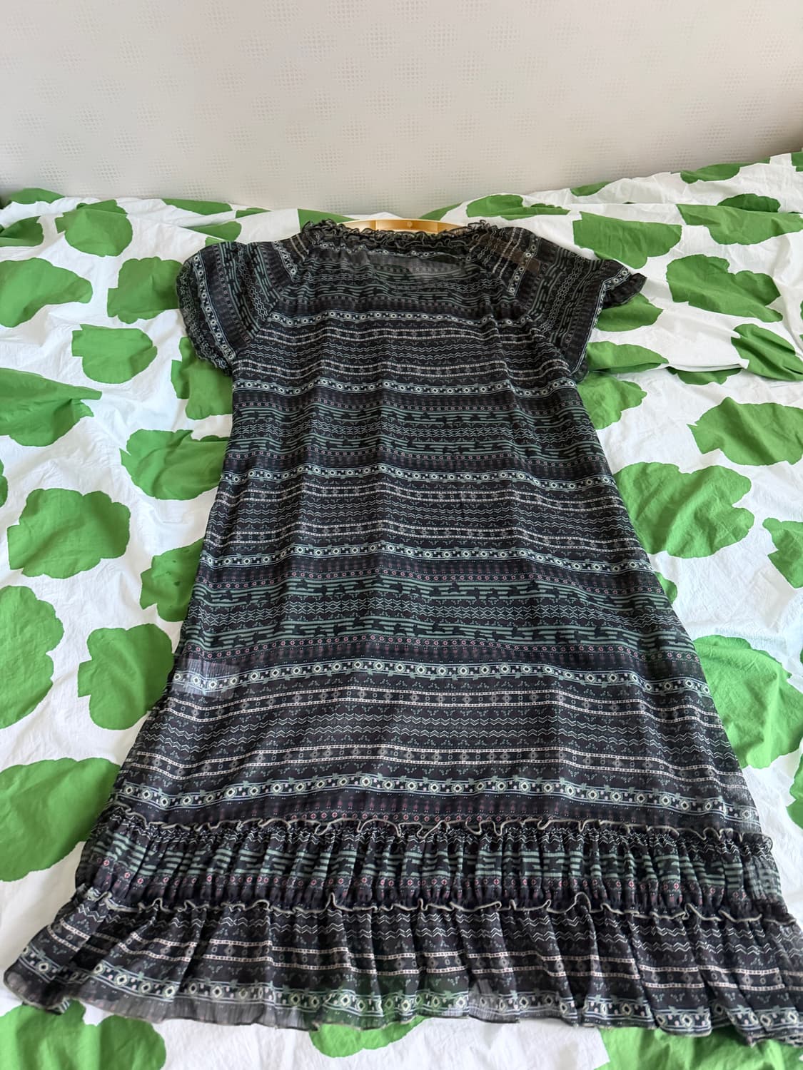  CHIFFON SHIRRING ONE PIECE DARK GREEN 상품이미지3