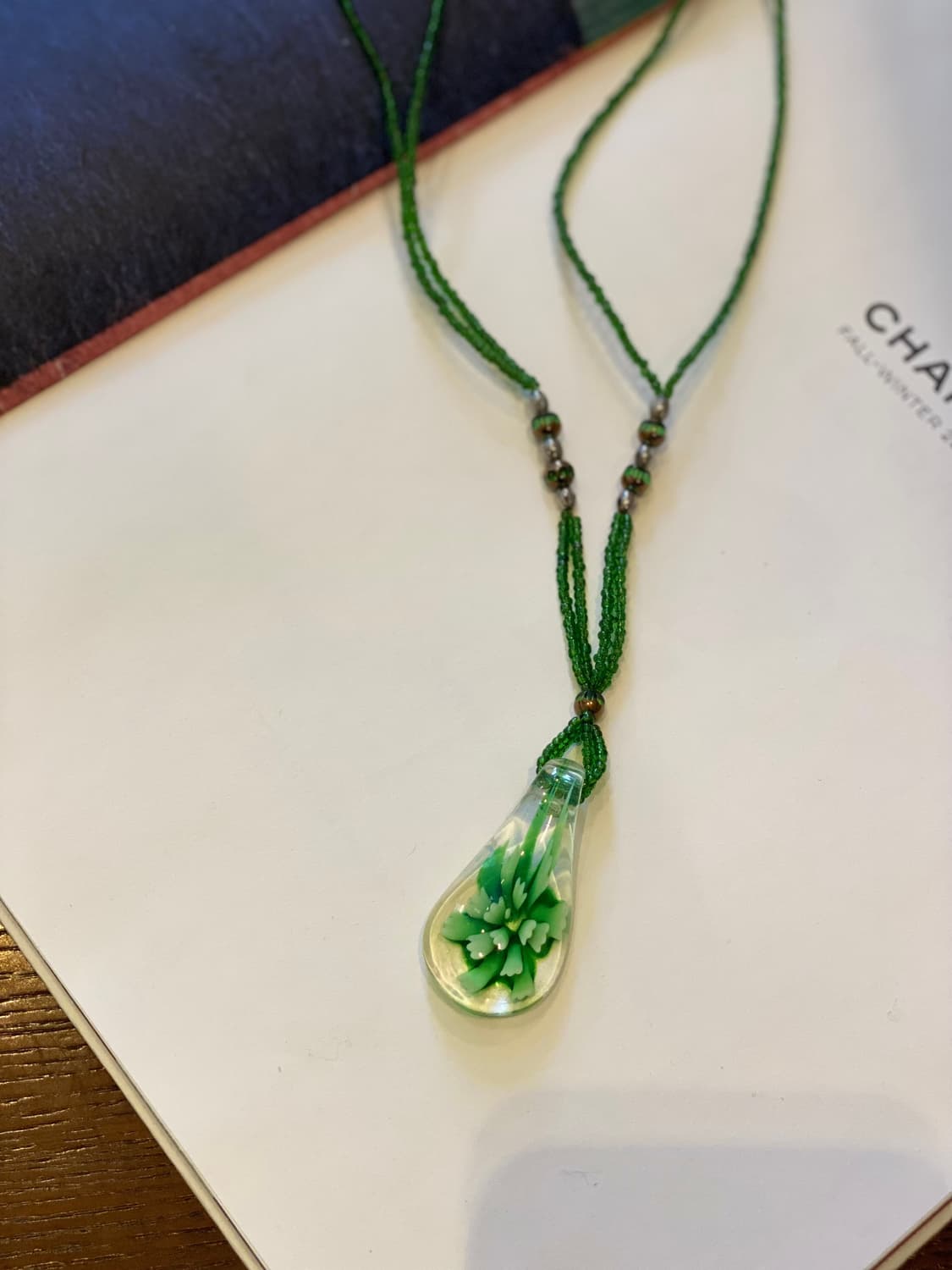빈티지 그린 드롭 비즈 목걸이 상품이미지3