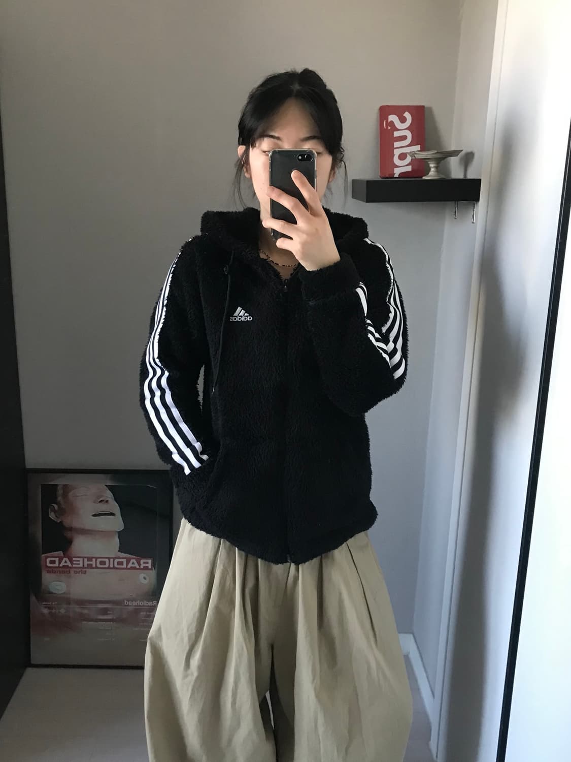 아디다스 삼선로고 사이드라인 플리스 후드집업 상품이미지5