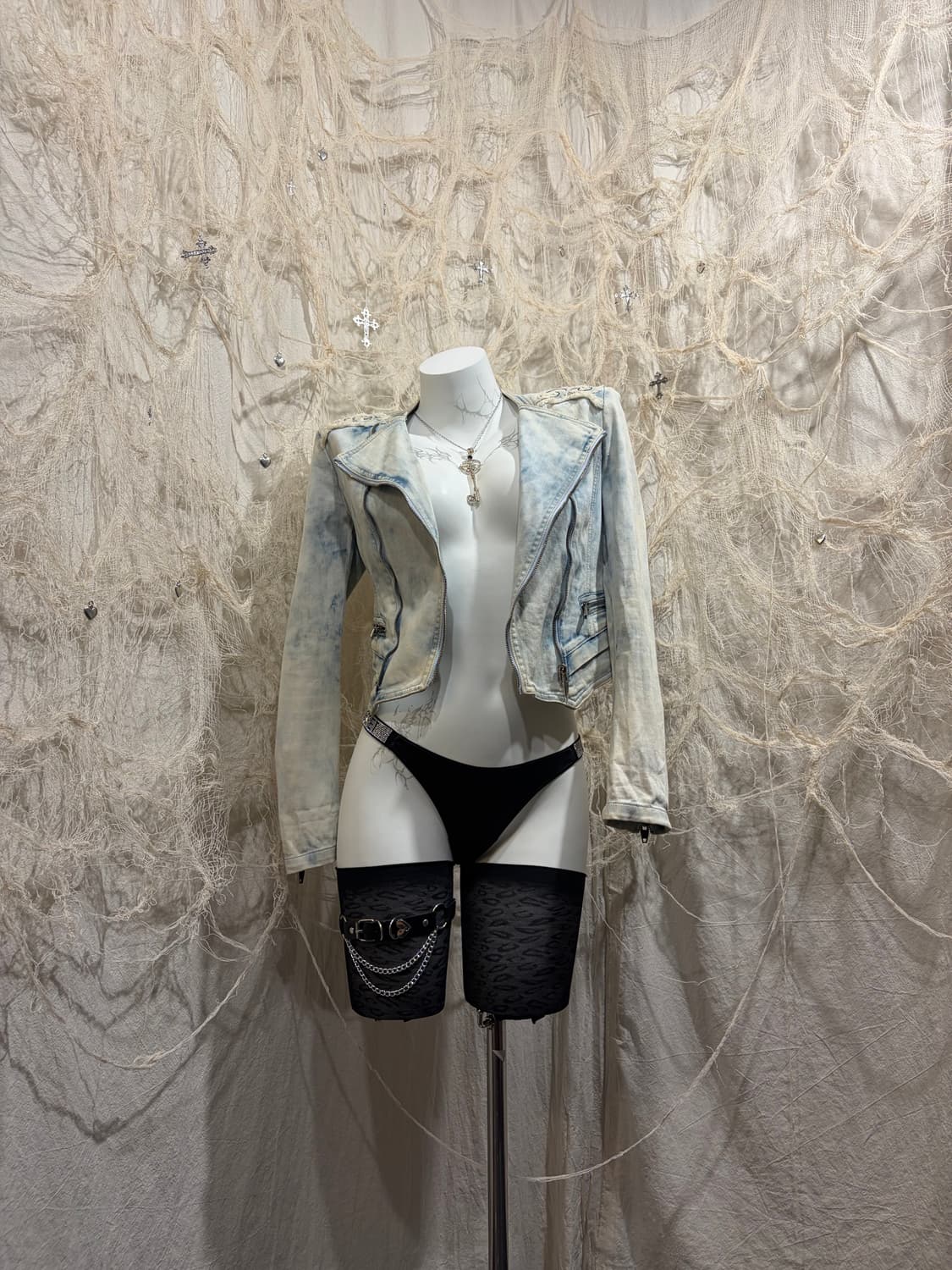 Oriental cubic washing crop zip  jacket 상품이미지3