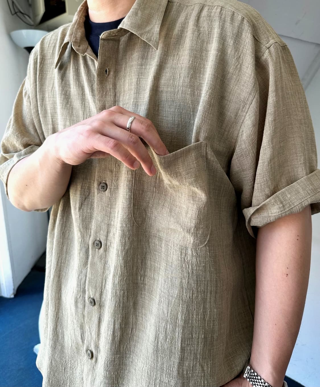 High count tencel poly woven H/S shirt 상품이미지8